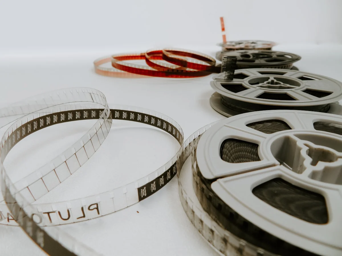 Vintage cinema camera and film equipment